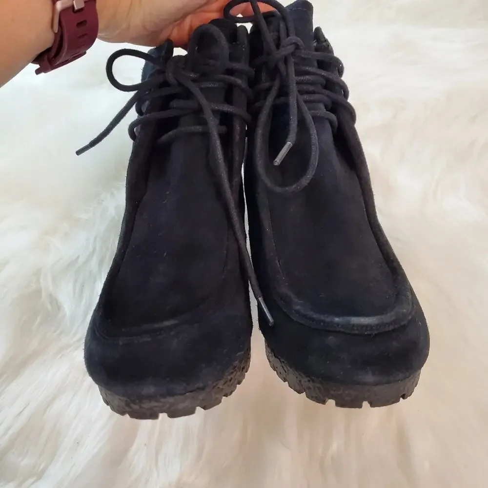 Michael Kors Size 9.5 $175 Rory Black Suede Wedge Moccasin Booties